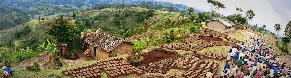 Rural school in Rwanda, mud blocks for new classrooms, photo by David Ward, 1999 Rwanda school-1.jpg